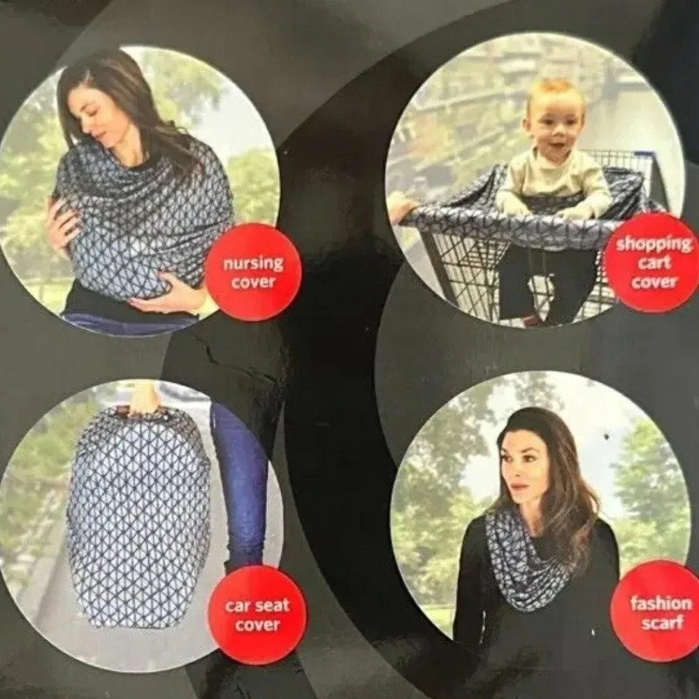 Monbebe 4-In-1 Multipurpose Baby Seat Cover and Infinity Scarf Grey